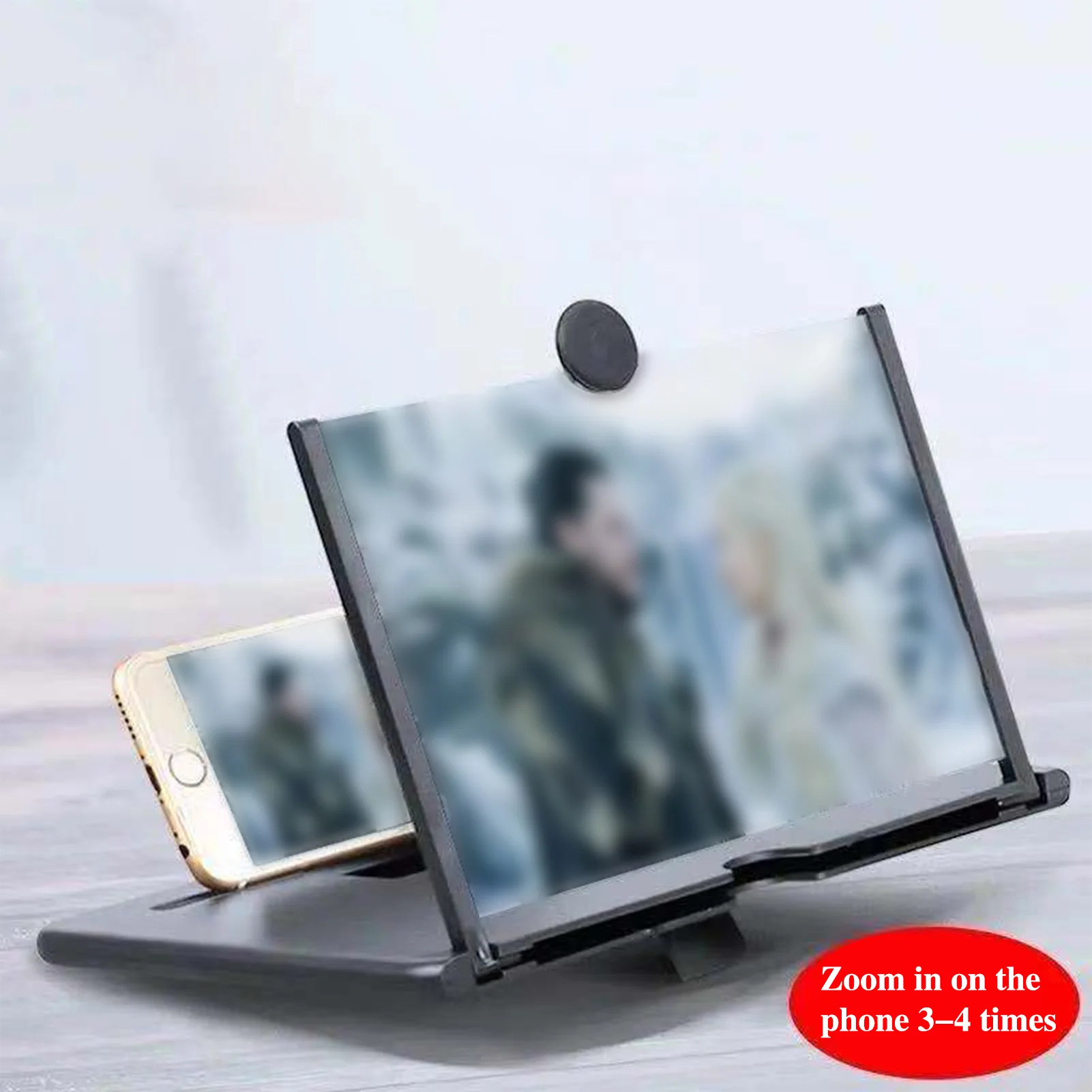 Phone Screen Magnifier 3D HD Pull Out Lens with Stand Expandable Mobile Display Enlarger for Video Watching and Online Learning