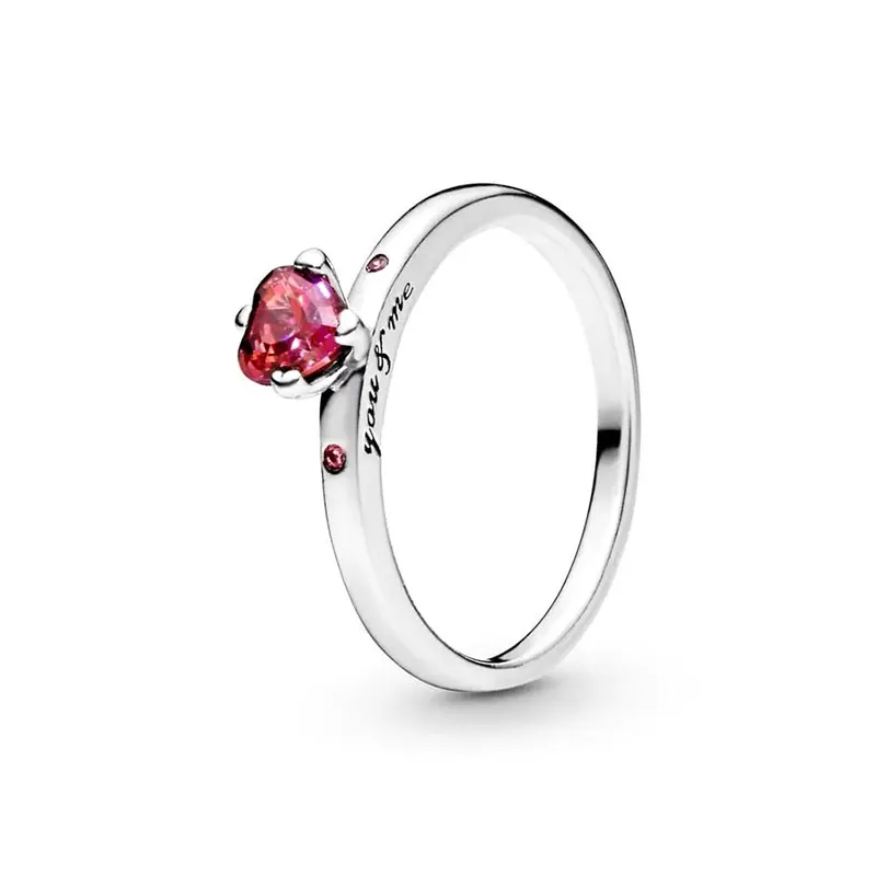 Bague coeur rouge pour femme, argent 925, série rouge Rotterdam, bague cercle d'éternité, bijoux pour femme, cadeau du jour de Léon, S925