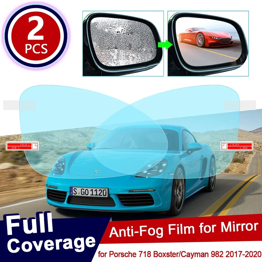 Full Cover Rainproof Anti-Fog Film For Porsche 718 Cayman Boxster 2017~2020 S Rearview Protective Mirror Stickers Accessories