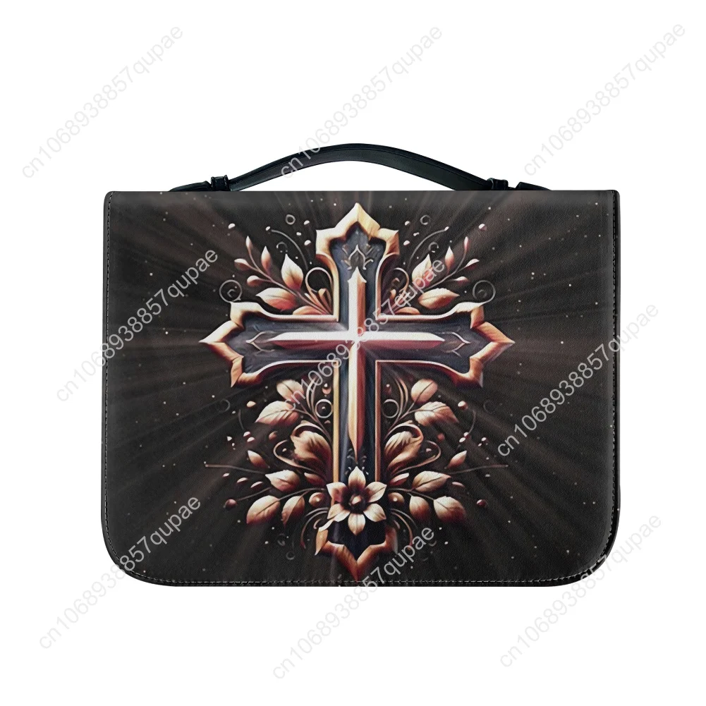 Floral Cross Catholic Bible Bags Christian Gifts Personalized Cover Bible Pack Waterproof Leather Bag Pockets Package Case
