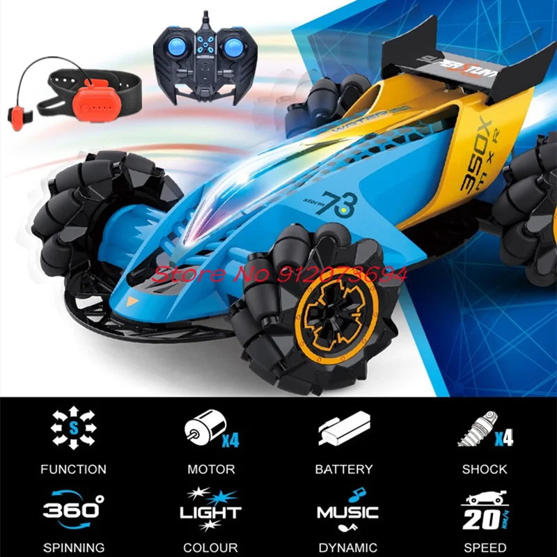 

Watch Induction All-round Drift Racing RC Car 2.4G Spray 360° Flip 4WD Independent Shock Music Remote Control Buggy Truck Toys