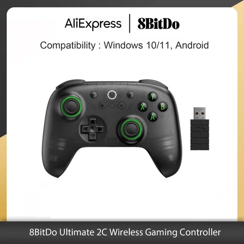 8bitdo-nuevo controlador de juego inalámbrico 2C con Joystick de efecto Hall para PC, Steam Deck, Raspberry Pi, Android, 2,4G