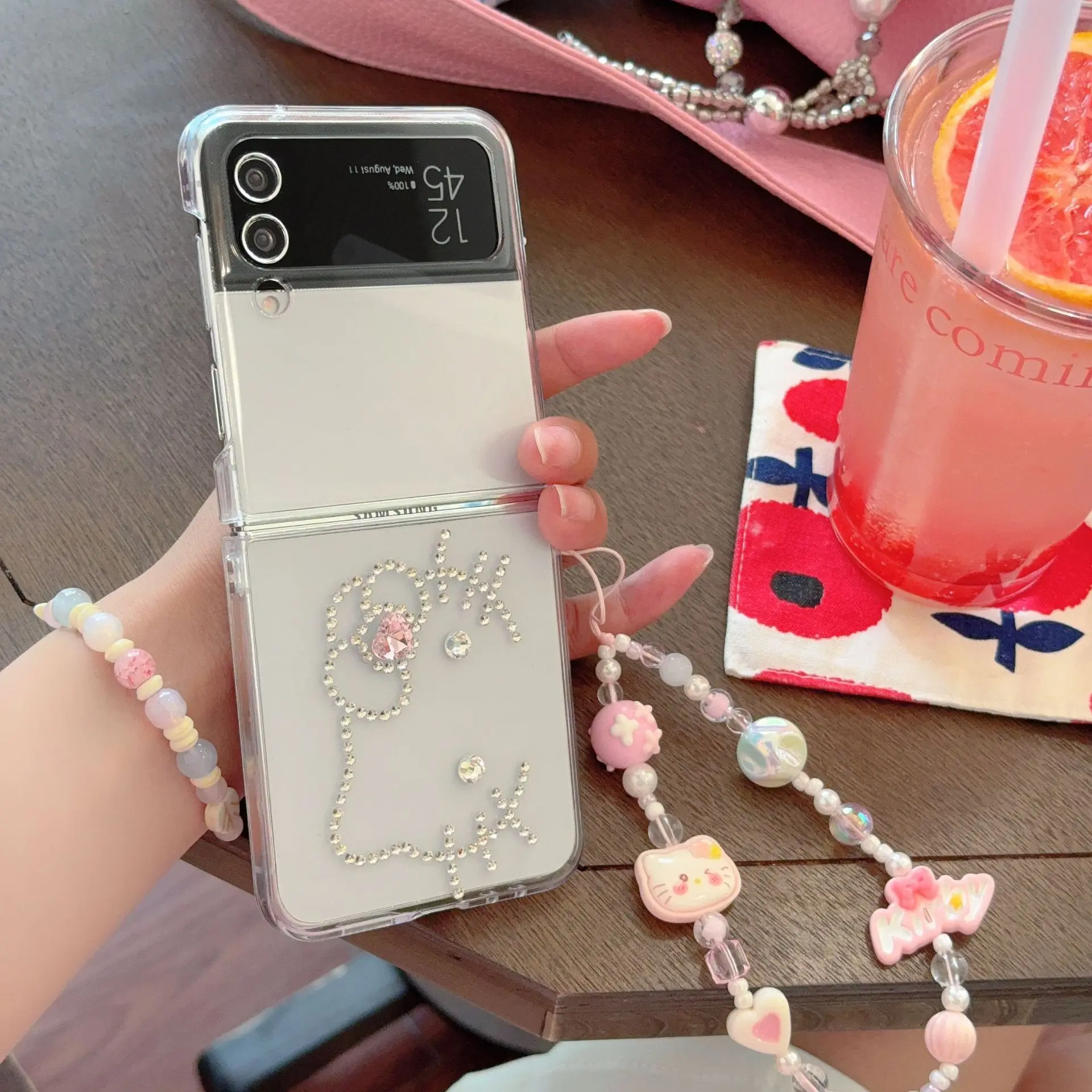 

Cat Diamond Phone Case for Samsung Galaxy Z Flip 7 6 5 4 Protective Back Cover for ZFlip5 ZFlip6 ZFlip7 Case Shell