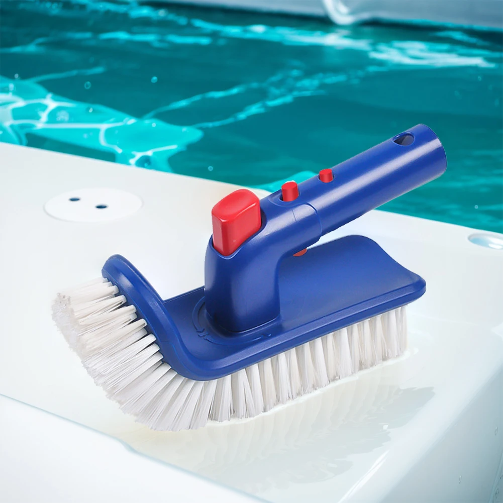 Pool Brush Hand Scrub Brush Curved End 180 Degree Rotating Pool Cleaning Brush Fine Bristles for Inground & Above Ground Pool
