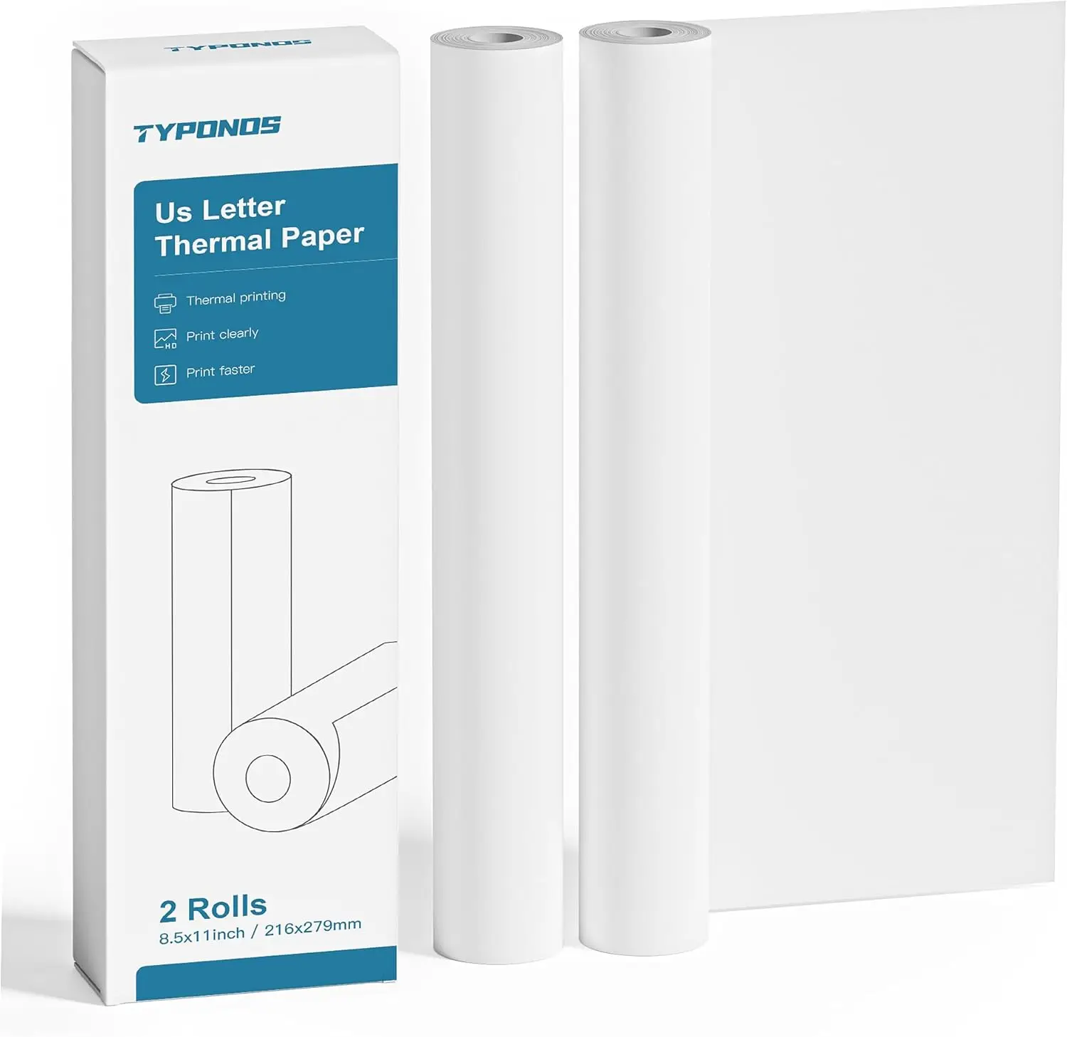 

D820 Thermal Printer Paper, 8.5x11 Inch Continuous Roll, US Letter Size Compatible with Portable Printers, 2 Rolls