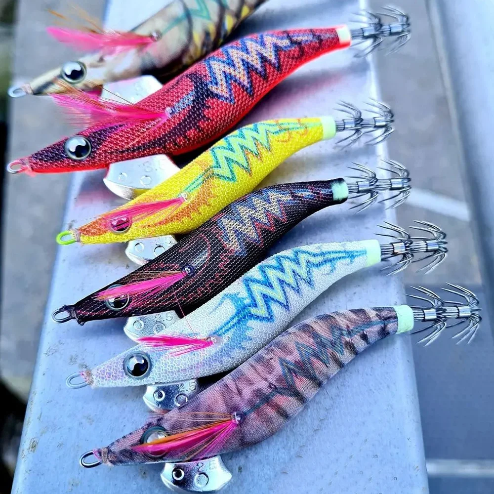 2.5#/3.0#/3.5# Luminous Squid Jig Head Squid Lure Octopus Squid Hooks for Cuttlefish Sea Jigging Eging Fishing Lure Saltwater