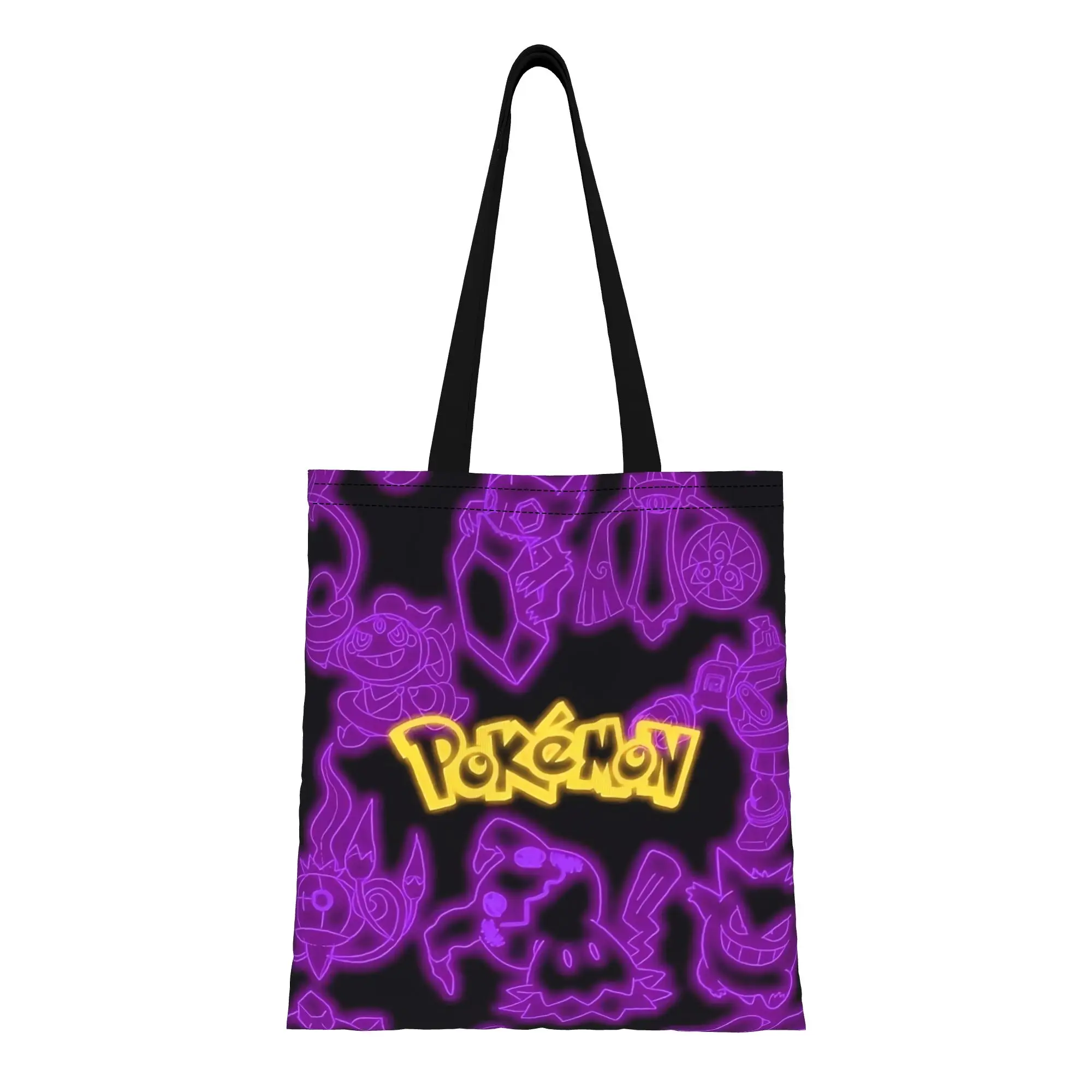 Purple Line Ghost Type Pokemon Pokemon Canvas Tote Bag Perfect for Travel Women's Top-Handle Bags