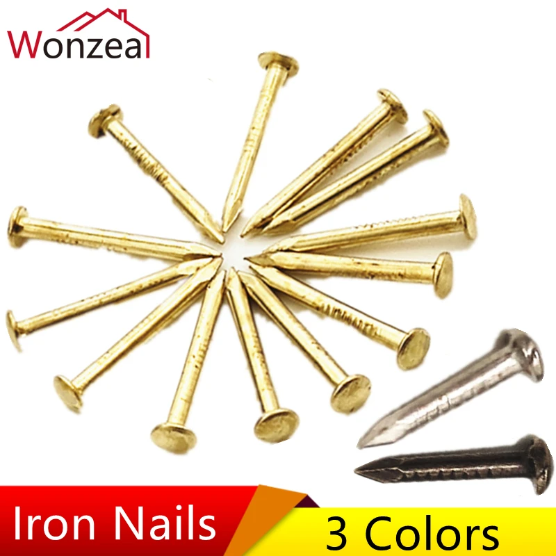 

100-200pcs Golden Silver Antique Brass Bronze Iron Small Mini Round Head Wire Nail Tack For Jewelry Box Hardware Fasteners
