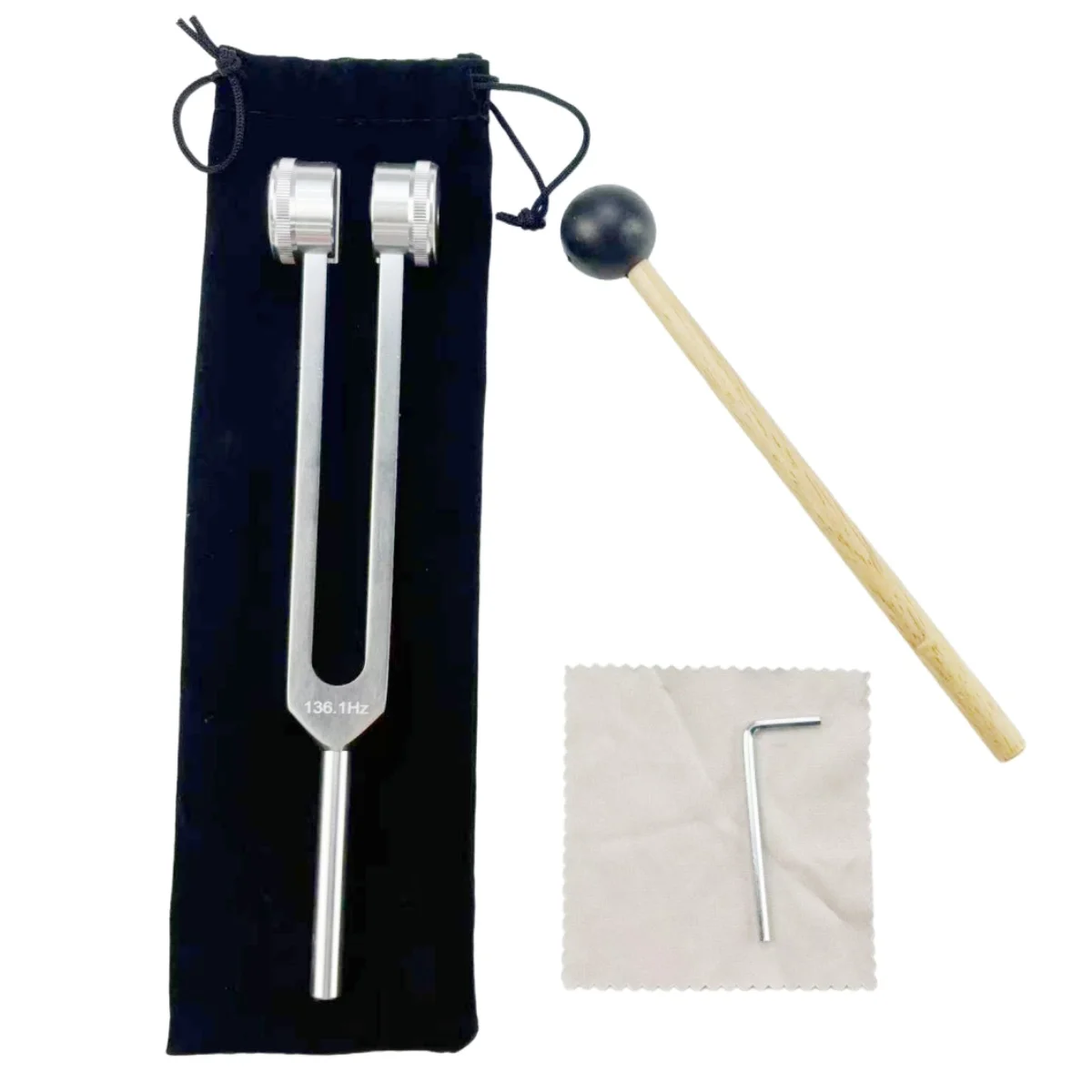 Miwayer 136,1 Hz Stimmgabeln/Aluminiumlegierung – Klangtherapie-Werkzeuge/mit Tasche, Hammer und Tuch/für Heilung und Chakra-Meditation