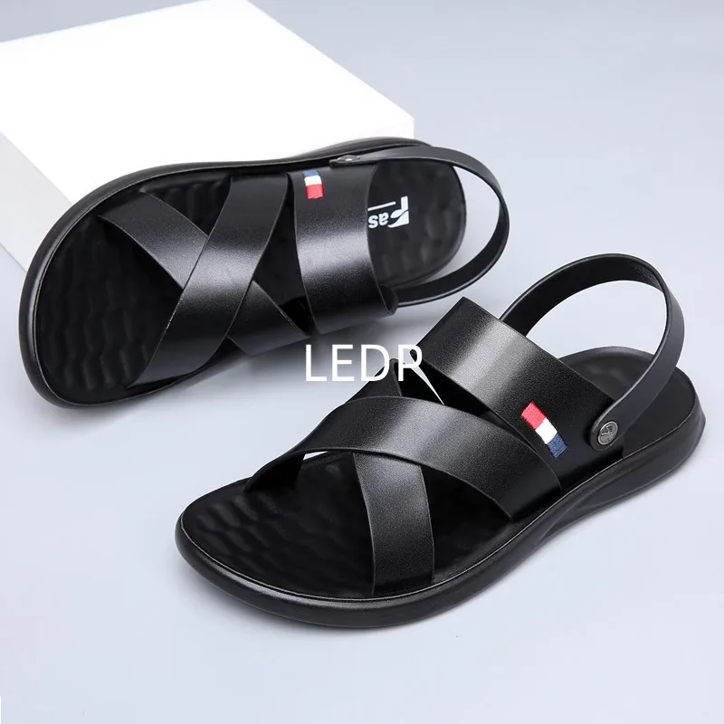 Sandals for Man Fashion Outdoor Korean Genuine Leather Indoor House Platform Male Beach Shoes Casual Men Sandals New In Summer