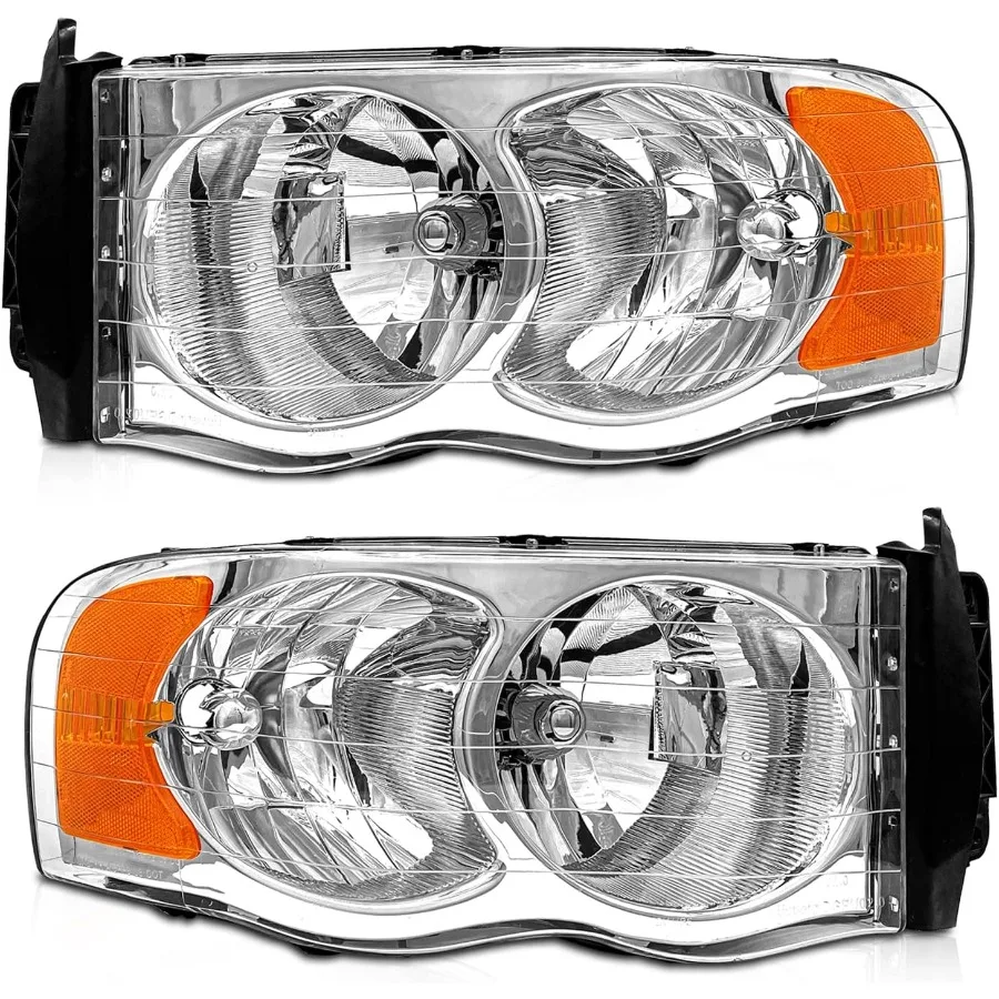 

Headlight Assembly for 2002 2003 2004 2005 Dodge Ram 1500 and 20032005 Ram 2500 3500 with Chrome Housing and Clear Reflector Le