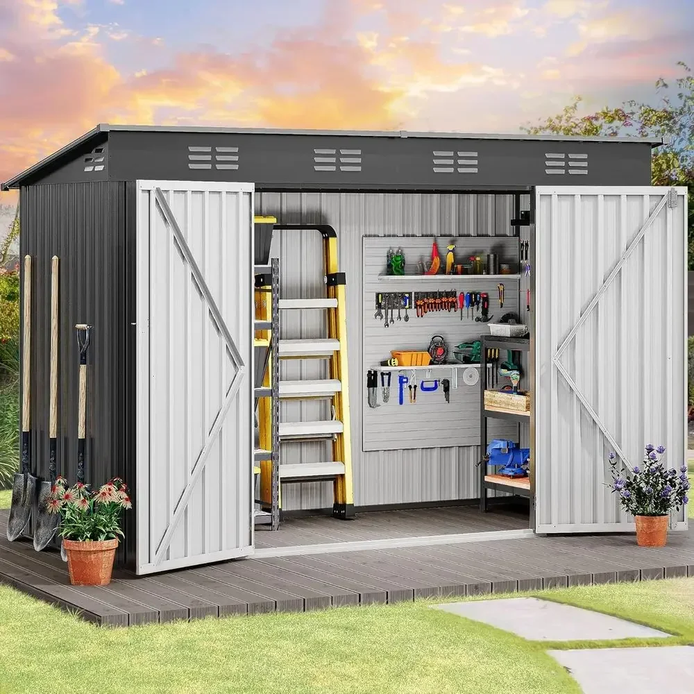 Durable Metal Outdoor Storage Shed - Secure, Ventilated, for Tools, Bikes, Lawnmowers, Gray