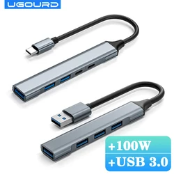 USB 3.0 HUB Type C to 4 Ports USB HUB USB3.0 Adapter Multi Splitter High Speed 5Gbps With PD 100W For Macbook Pro Air PC Laptop