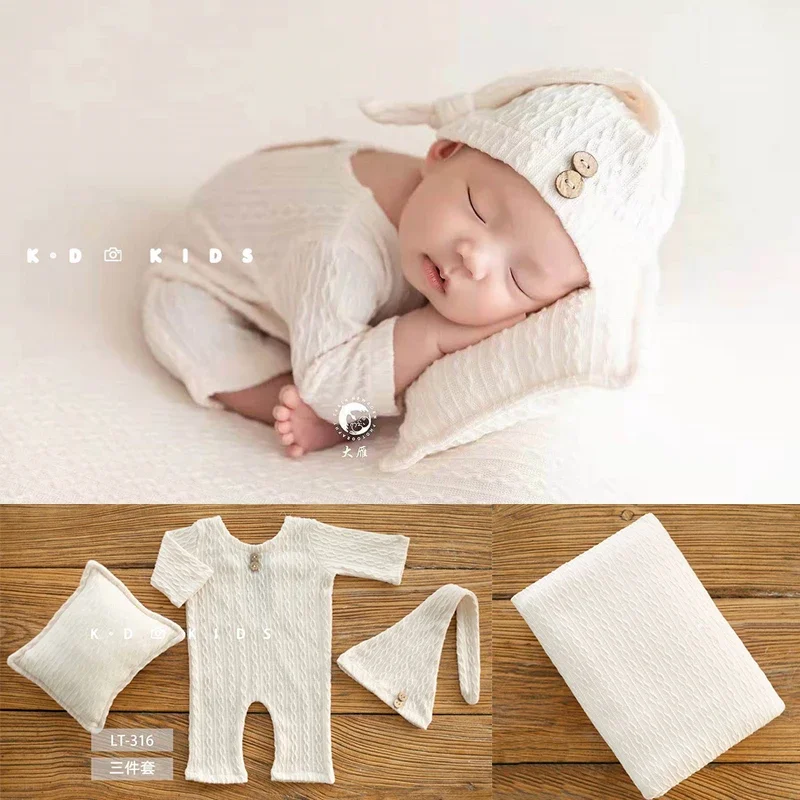 

Baby photo texture clothing set newborn baby white knitted clothing photography studio background carpet props 신생아 newborn