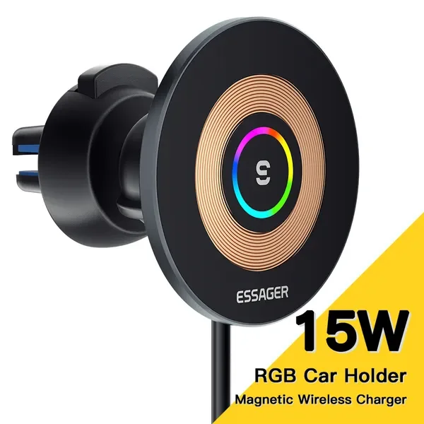 

Автомобильный беспроводной держатель для телефона Essager 15W QI для iPhone 14, 13, 12 Pro Max, беспроводное быстрое зарядное устройство для телефона
