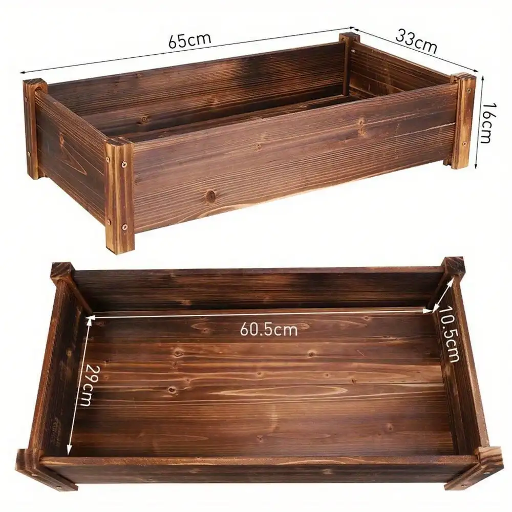 Rustic Wooden Planters Garden Outdoor Flower Plant Grow Trough Container Box