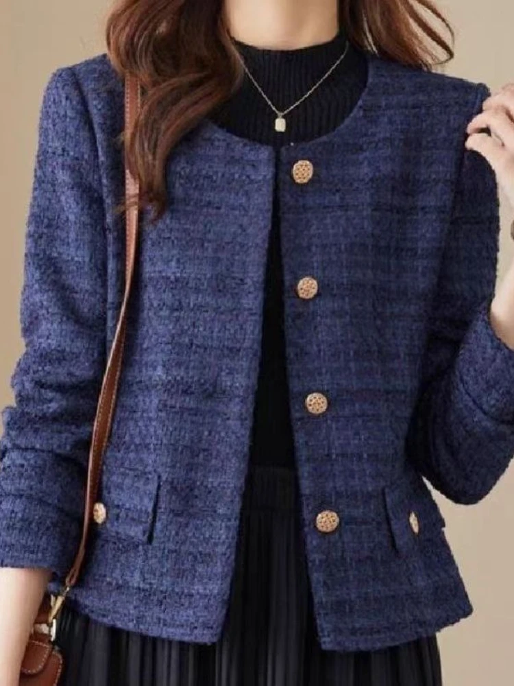 Elegant Temperament Coarse Woolen Coat Women's Autumn Outfit Fashionable and Stylish Versatile Small and Short Top