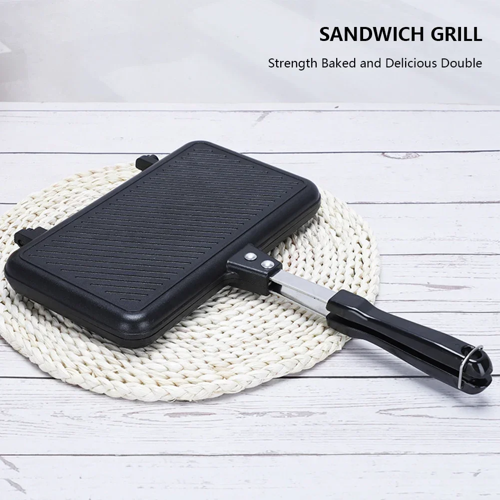 Hot Double Side Bread Frying Pan Non Stick Barbecue Plate Heat-resistant Multiple Purposes Toastie Waffle Sandwich Toaster Mold