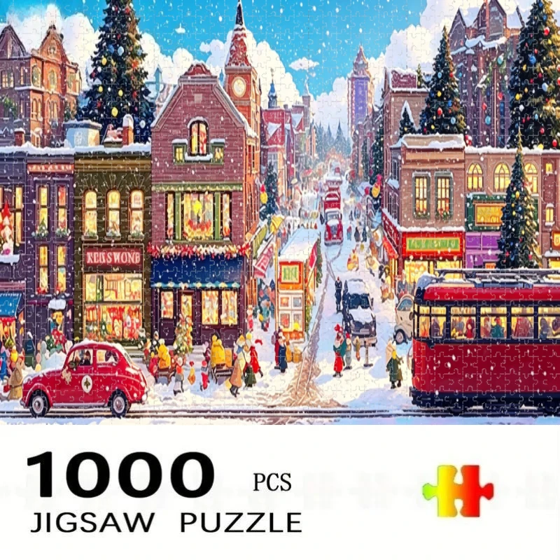 500ピース-クリスマスをテーマにしたストリートビュー-ドラゴンパターン-ジグソーパズル-知育玩具-子供用-子供用ゲーム-クリスマスギフト