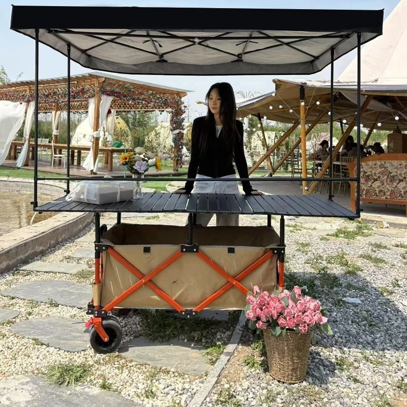 

Stall camping extra large table board large capacity cart with shed shade shade pull cart picnic picnic fishing folding