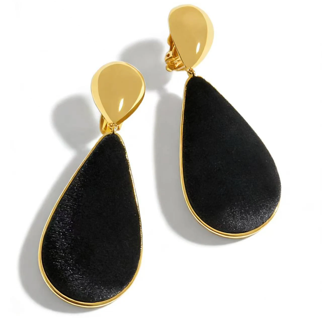 Europe Designer Black Velvet Fashion Earrings Ear Clip Women Top Quality Luxury Jewelry