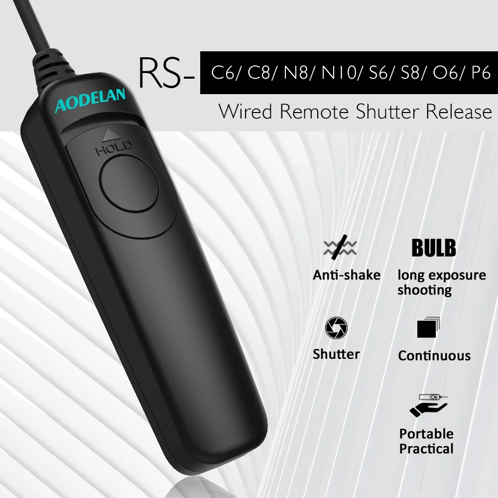 AODELAN Wired Shutter Release Remote Switch for autofocus, continuous, single, long exposures shooting, avoid vibration