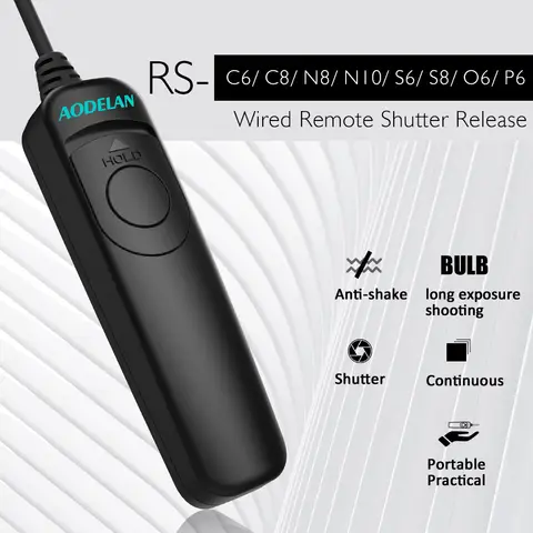 AODELAN Wired Shutter Release Remote Switch for Autofocus, Continuous, Single, Long Exposures Shooting, Avoid Vibration