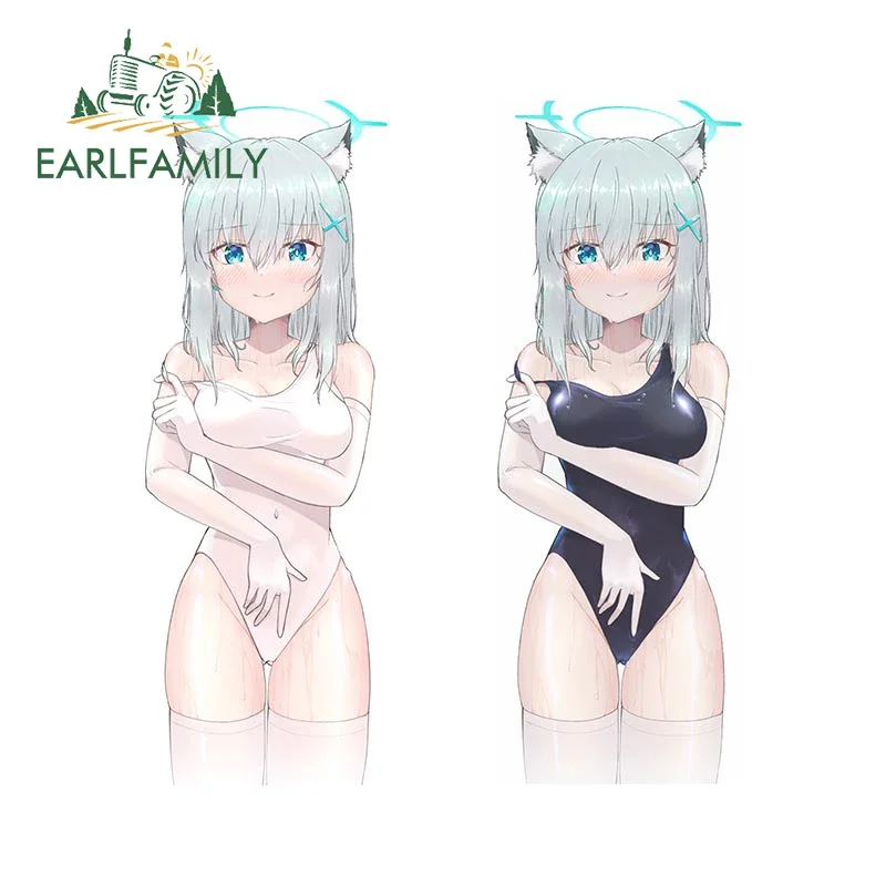 

EARLFAMILY Blue Archive Shiroko Creative Car Stickers Waterproof Vinyl Decal Windshield Rearview Laptop Scratch-proof Decoration