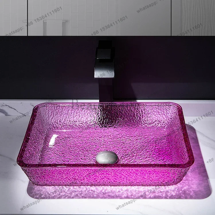 

Die-cast glass wash basin rectangular toilet counter basin crystal art black 03A