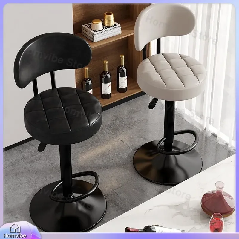 for Lifting Bar Chair with Rotating Backrest High Stool for Beauty Salon Large Seat Home Office Wholesale Bar Stools