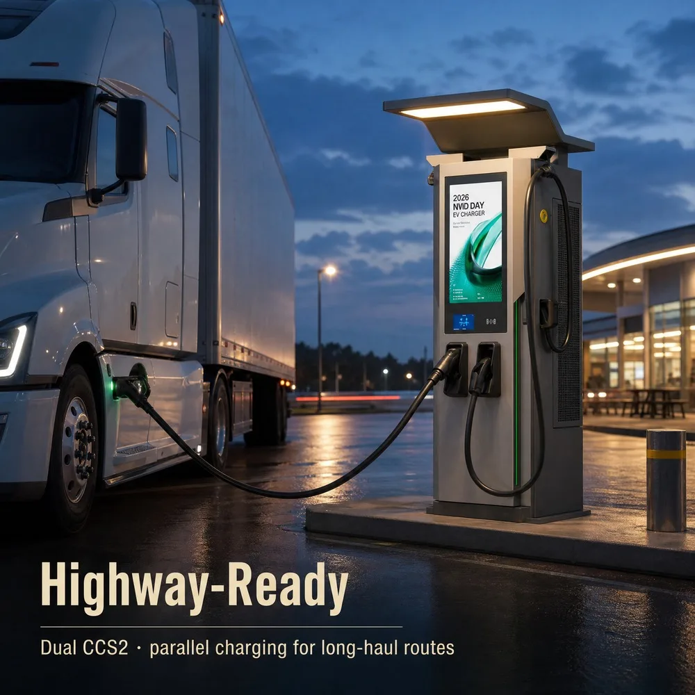 New 120kW DC Commercial EV Charger CCS2 Dual Gun EV Charger With Advertising Screen 5 Meters Line/ Customized