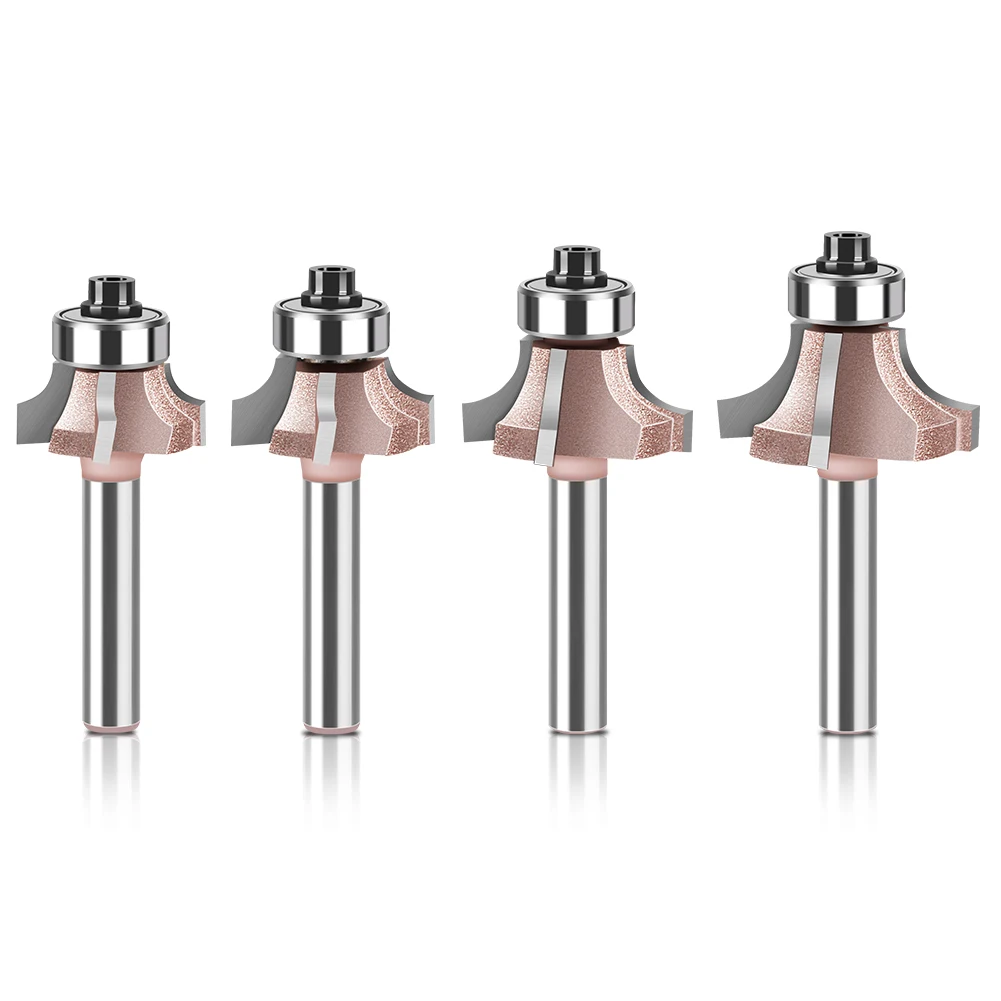 6mm Shank High Quality 4 flutes Router Bit Set forward and reverse Woodworking Milling Cutter R1 R1.5 R2 Trimming Knife Edge