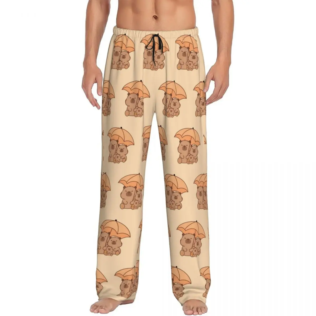 

Custom Capybara Pajama Pants Men Cute Anime Sleepwear Lounge Sleep Bottoms Stretch with Pockets