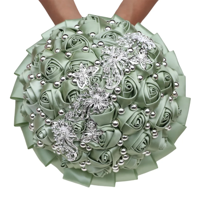 

Горячий букет шалфея, европейский и американский букет невесты со стразами, лента со стразами