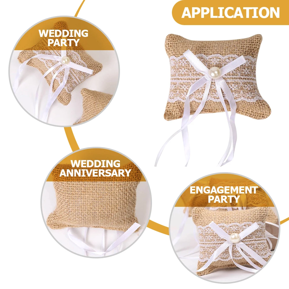 

2 Pcs Wedding Ring Pillow for Weddings Bearers Pillows Vintage Cushion Lace Rings