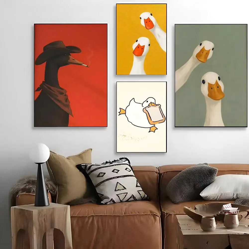Cute Duck Goose Wall Art Funny Cartoon M-Minimalist Painting Calligraphy For Art Printing Decoration Painting Cinema Art Poster