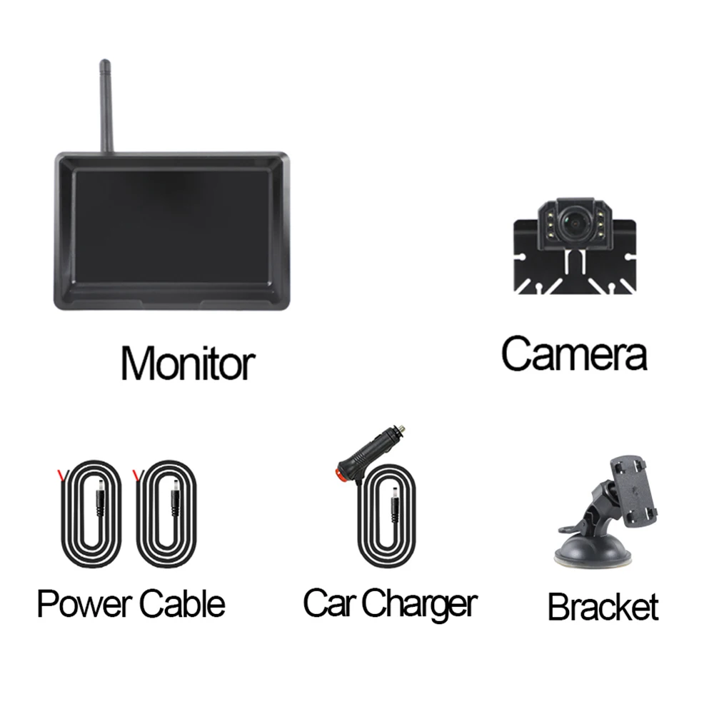 Samochodowy bezprzewodowy 5-calowy Monitor cofania kamera cofania może odbierać sygnały w odległości 300M, z automatycznym parkowaniem sygnału cyfrowego