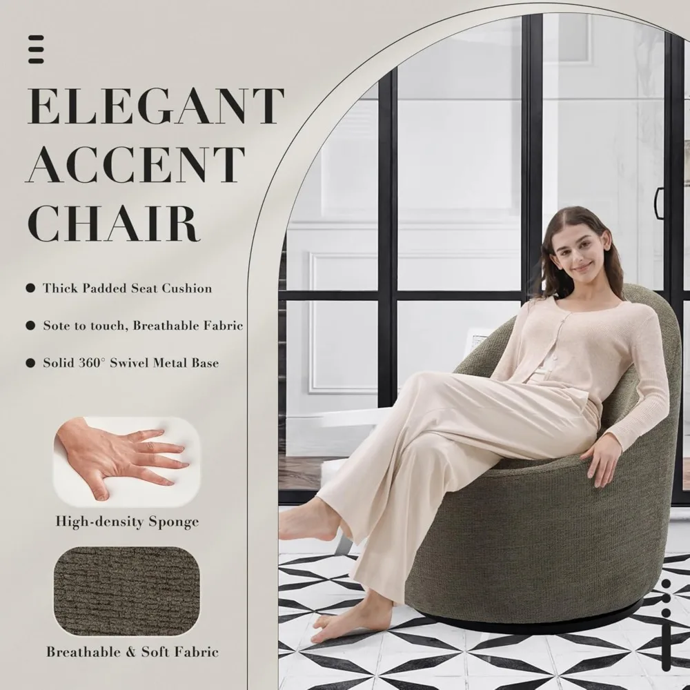 360 ° كرسي دوار، كرسي حديث من منتصف القرن مع مساحة تخزين مخفية، كرسي دوار صغير بأذرع لغرفة المعيشة/المكتب-أخضر #5