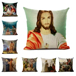 Housse de coussin à motifs religieux, taie d'oreiller imprimée, pour fille, jésus, décoration de canapé de chambre à coucher