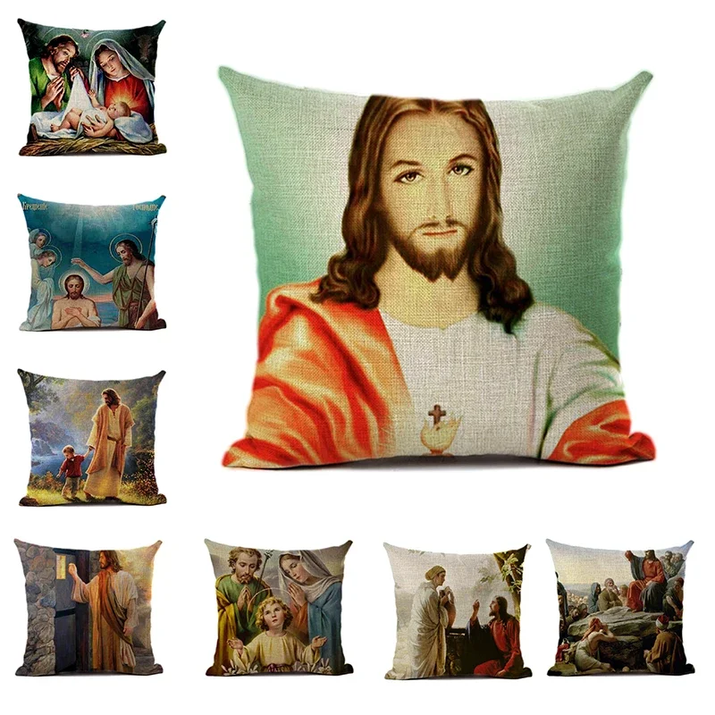 Religious Cushion Cover Jesus Girl Believers Pattern Print pillocase for Bedroom Sofa Pillow decoration