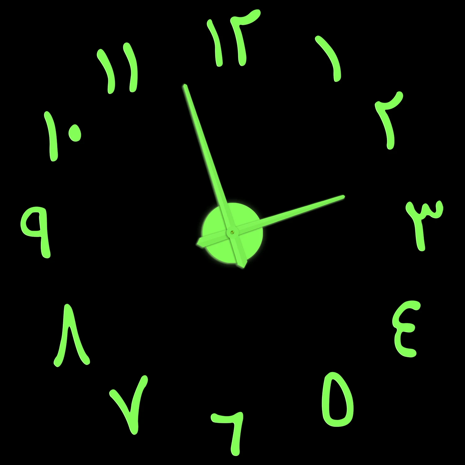 Eastern Arabic Numeral Easy to Read Wall Clock Glow in Dark Home Decor Big Numbers Self Adhesive DIY Large Watch For Living Room