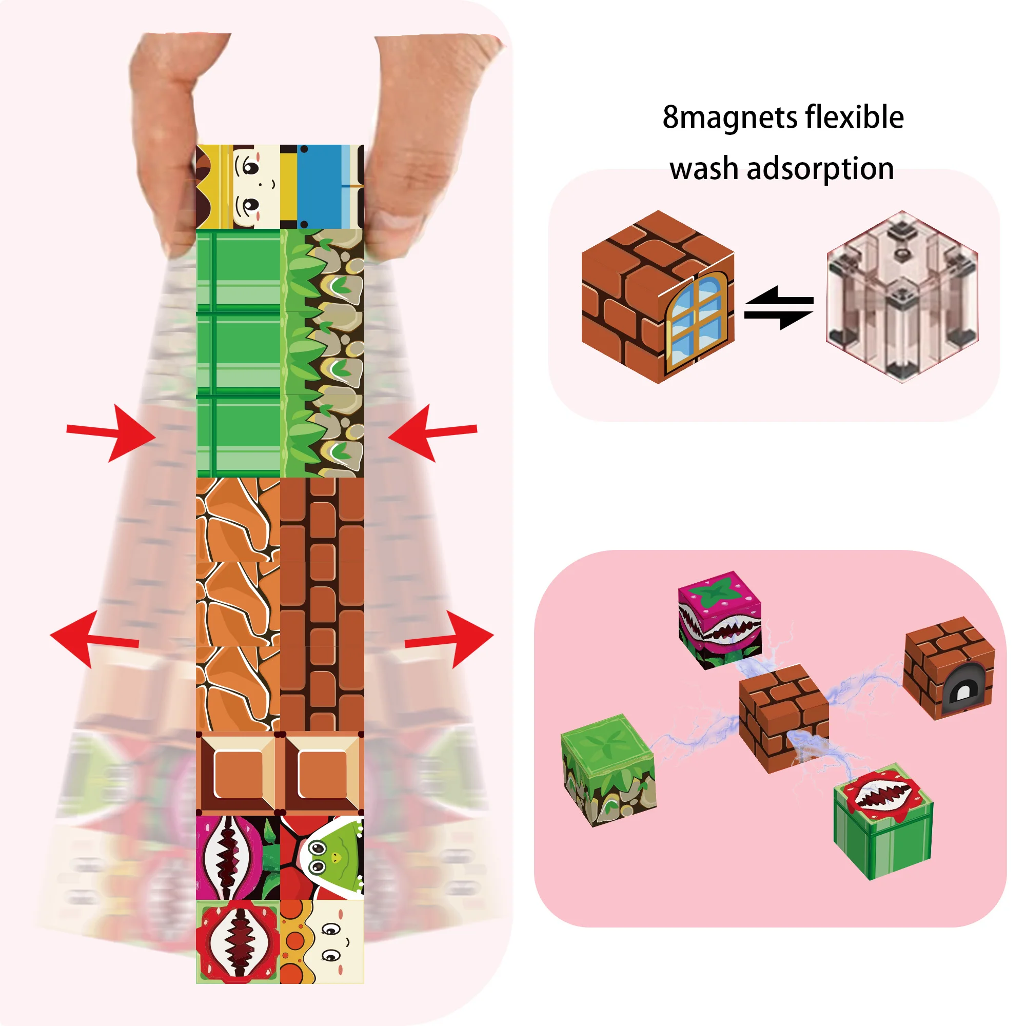 105PCS Magnetic Building Blocks Set, 3D Magnetic Tiles for Kids STEM Toys, Castle/Tower Construction Kit, Educational Learning T