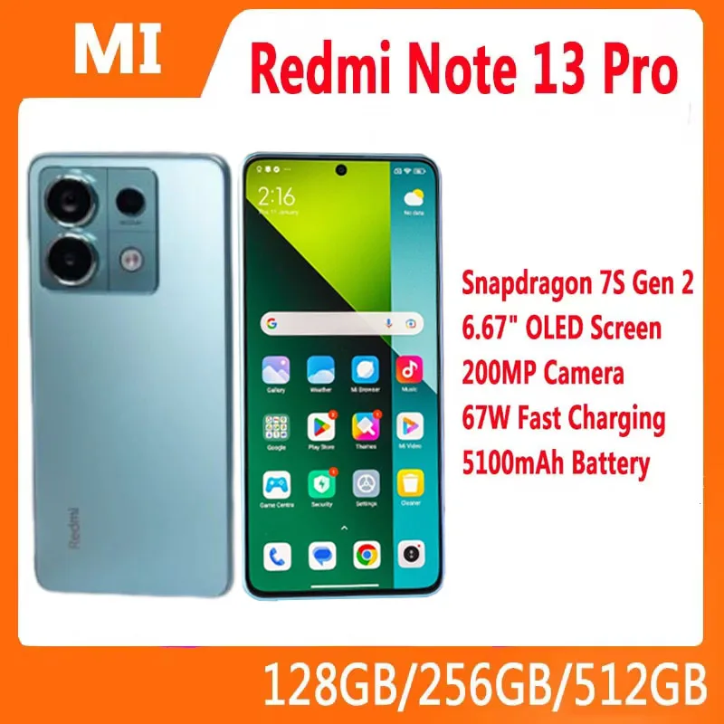 Новый смартфон Xiaomi Redmi Note 13 PRO 5G в китайской версии Snapdragon 7s 6,67 дюйма, 120 Гц, 1,5 К, дисплей 200 МП, 5000 мАч, 67 Вт