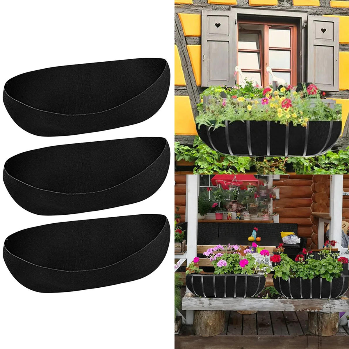 

3pcs Slot Liner Replacement Kit Non-woven Plant Grow Bag Liner Hanging Planter Liner Suitable For Planters