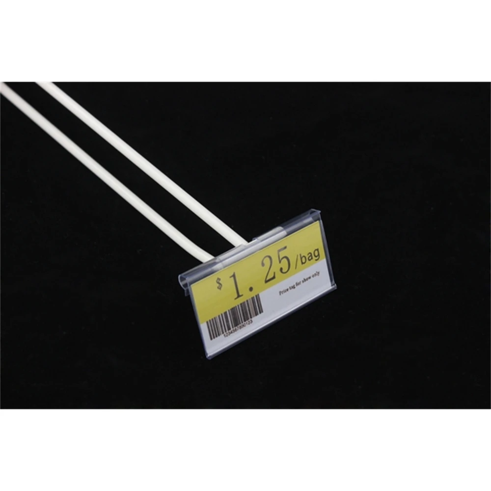6x4.2cm Clear Pvc Plastic Price Tag Display Label Holder Sign Clip Merchandise Name Card Price Scan Frame Shelf Hook Data Strip image 4