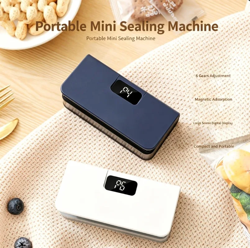 

Mini Rechargeable Hand Press Sealer, Portable Bag Sealing Machine for Coffee, Tea and Snacks