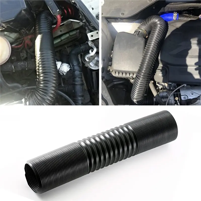 A36T-2Pcs Universal Flexible Car Engine Cold Air Intake Hose Inlet Ducting Feed Tube Pipe 76Mm With Interface