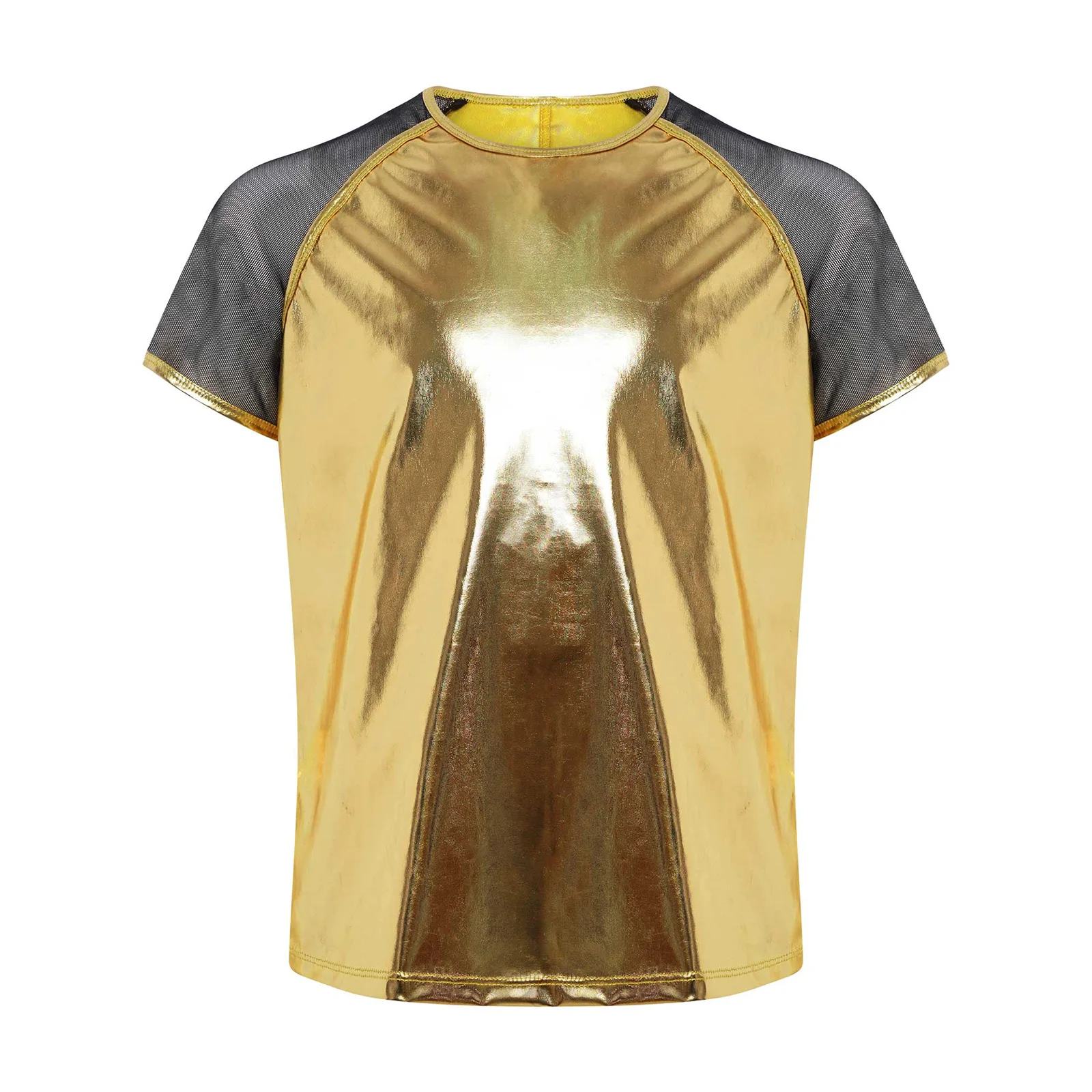 Kinder Mädchen Jungen Jazz Dance Top Metallic Street Hip Hop Kleidung Kostüm Disco Streetwear Kinder Kurzarm T-shirts