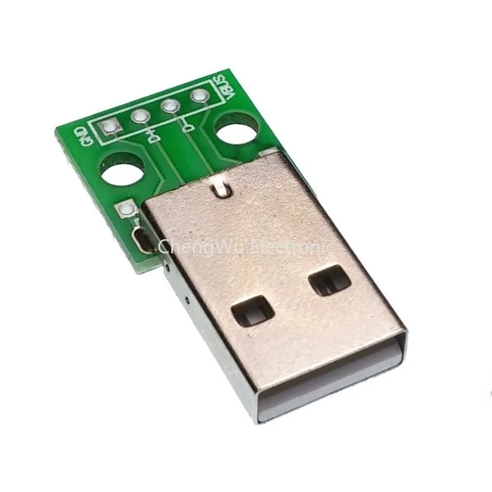 10pcs Type A USB Male Plug To DIP 2.54MM PCB Board Power Supply DIY Adapter Converter Module 4 Pin for Arduino