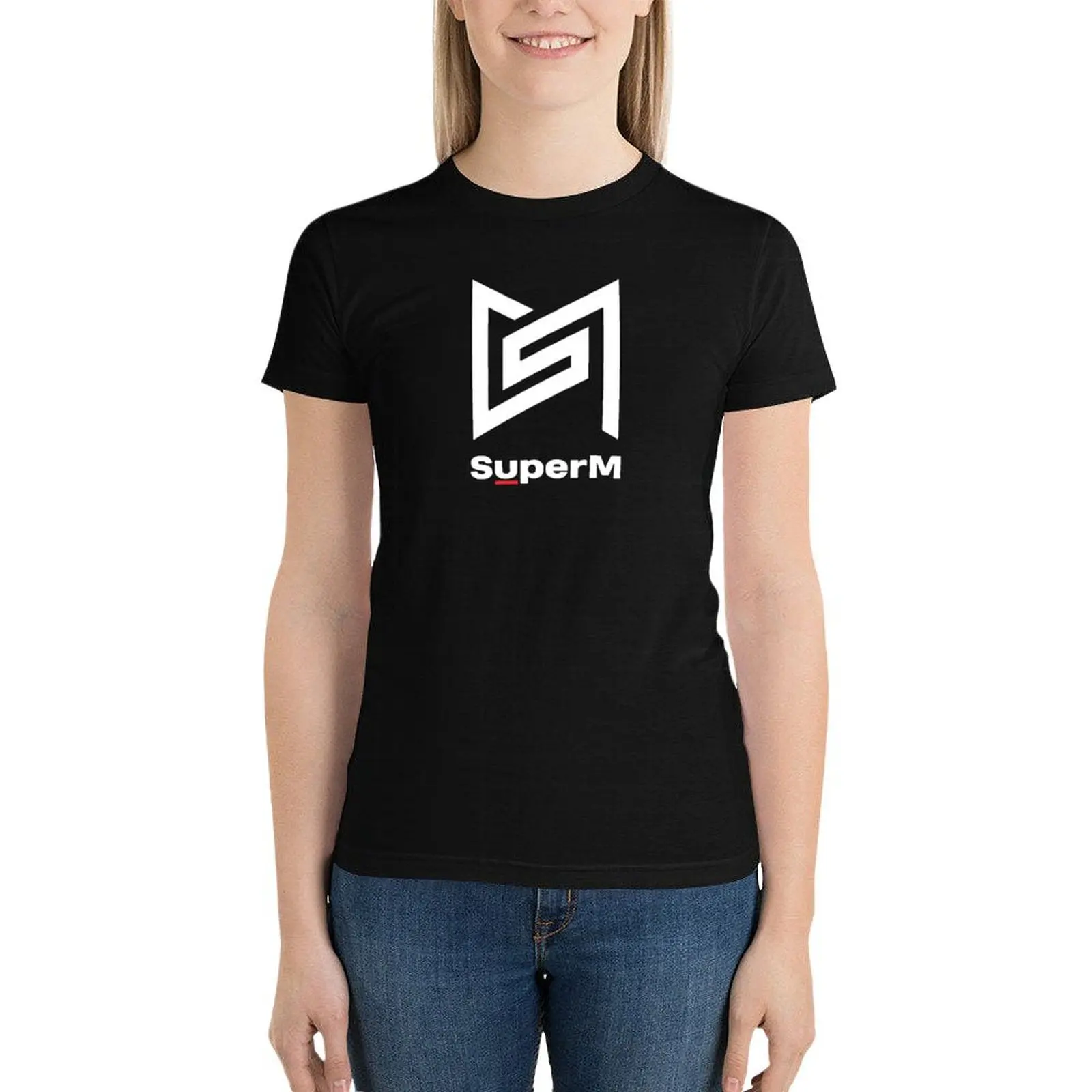 Camiseta con logotipo de SuperM para mujer, ropa bonita, camisetas kawaii